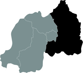 Black highlighted location map of the Rwandan Eastern province (Iburasirazuba) inside gray map of the Republic of Rwanda