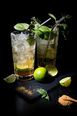 mojito on a black background