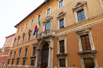 Fototapeta na wymiar Palazzo Donini course pietro vannucci in the center of perugia
