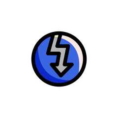 Thunderbolt Icon, isolated on white. User Interface Outline Icon..