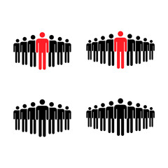 Grouping people collection flat icon isolated on white background. Teamwork symbol. Leadership vector illustration set