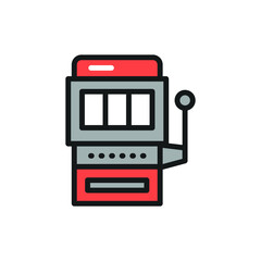 Slot machine color line icon. Isolated vector element. Outline pictogram for web page, mobile app, promo