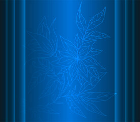 Abstract blue gradient background with contour flower pattern.