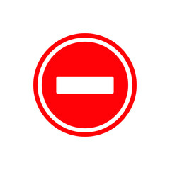Do not enter sign. Warning red circle icon isolated on white background. No traffic street symbol. Red no entry sign isolated in white background. Запрещающий знак. Въезд запрещен. Кирпич.
