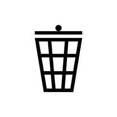 Trash can outline icon on a white background. Garbage removal and cleaning icon. Vector isolated black and white illustration.
