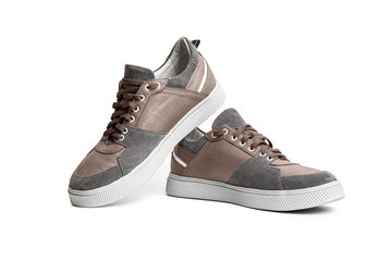 Brown casual sports shoes/sneaker isolated on a white background