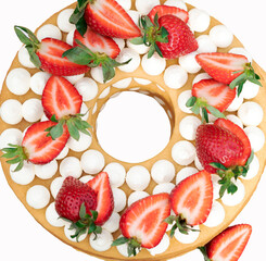  strawberry cake  on white background.