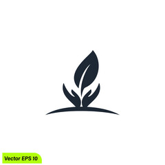 nature care logo template hand and leaf care icon 