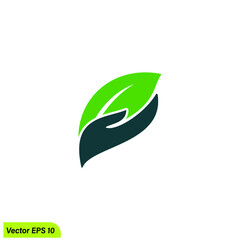 nature care logo template hand and leaf care icon 