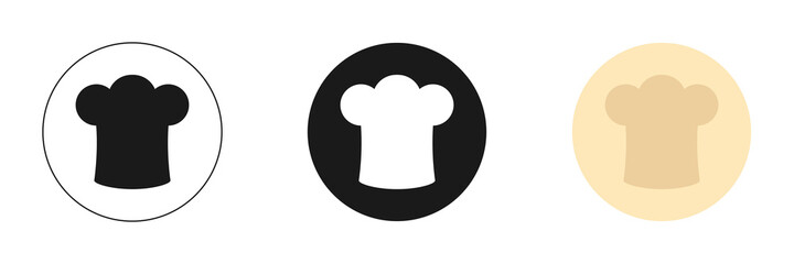 Set of icons. Chef hat love food red logo icon template. Modern design.