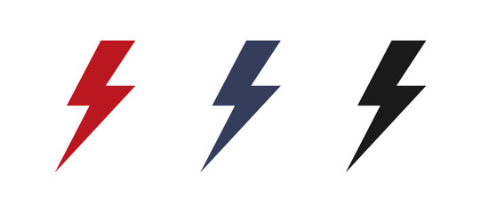 Set of electrical lightning logo designs. Thunder icons. Modern flat style.