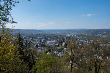 The view from above of the city of Bad Honnef in great spring weather