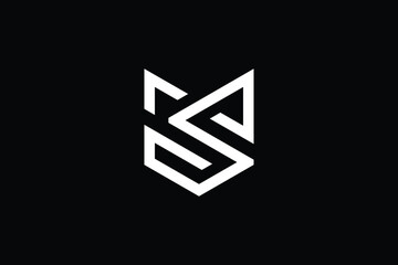 Fototapeta premium SM logo letter design on luxury background. MS logo monogram initials letter concept. SM icon logo design. MS elegant and Professional letter icon design on black background. M S SM MS