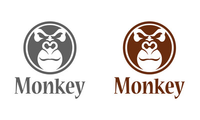 monkey logo icon design vector template white illustration background