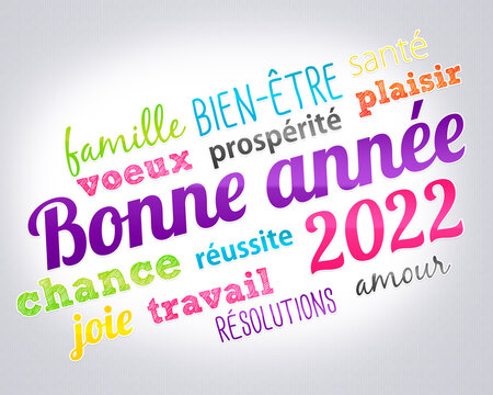 Bonne année 2022 (Nuage de mots en français) Illustration Stock | Adobe  Stock