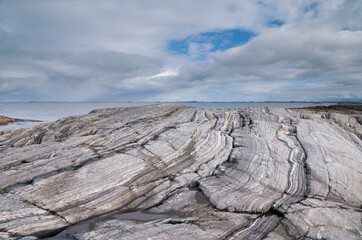 Rocky coastline near the Norwegian village Vevang