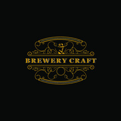 Brewery Craft vintage concept logo Design. Company label Branding