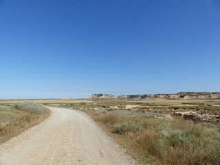 road in the dry Almeria desert in Spain