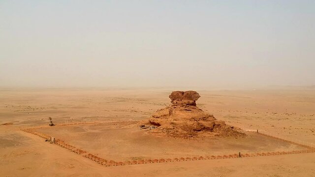 Aerial view of the Queen Victoria Rock archeological site, Saudi Arabia