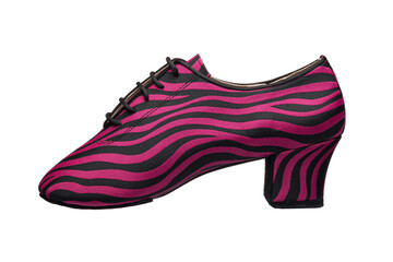 Women's shoes with heels with laces. Ballroom dance shoes. White isolated background.