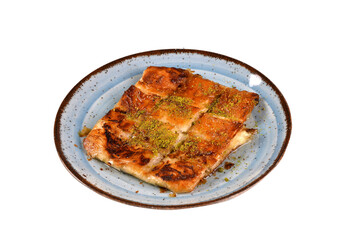 Traditional Turkish Dessert Katmer. Cuisine dessert concept on white background