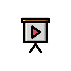 Play Slide Presentation User Interface Outline Icon Logo Vector Illustration.