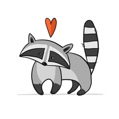 Funny Racoon character. Isolated on white.