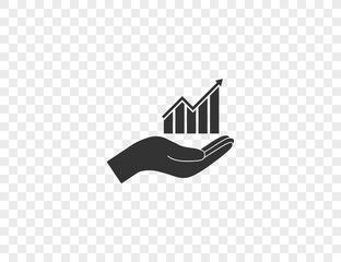 Chart, graph, growth in hand icon. Vector illustration.