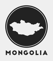 Mongolia icon. Round logo with country map and title. Stylish Mongolia badge with map. Vector illustration.