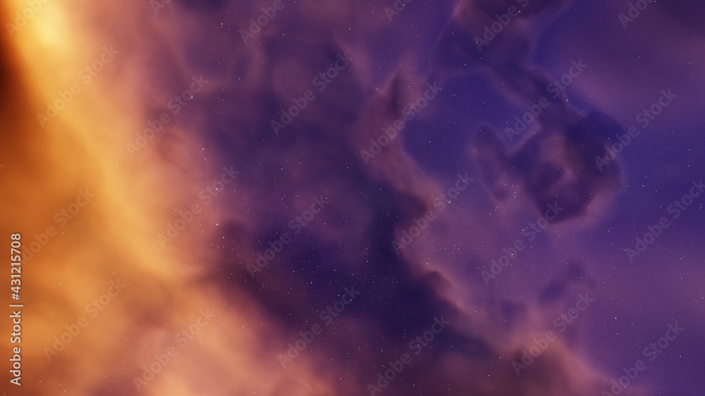 Wall mural nebula gas cloud in deep outer space, abstract colorful background
