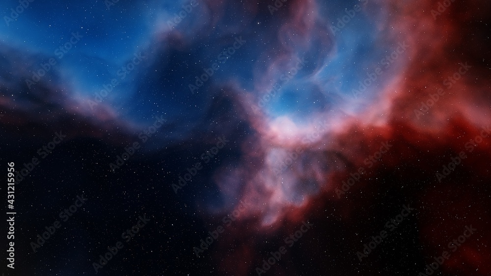 Wall mural nebula gas cloud in deep outer space, abstract colorful background