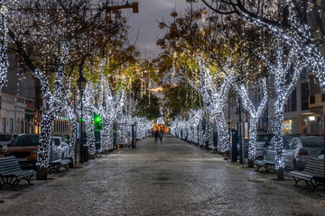 Main avenue of olhao city in Christmas