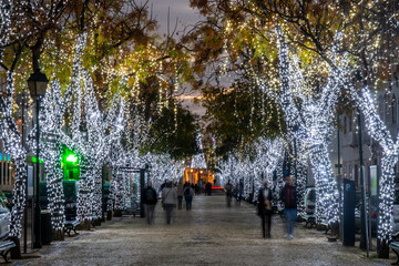 Main avenue of olhao city in Christmas
