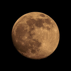 Full red moon in the night sky