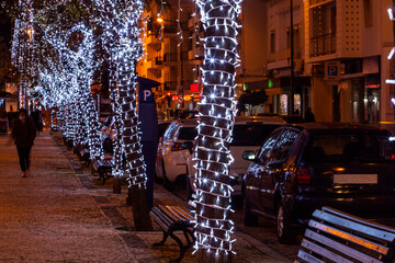 Main avenue of olhao city in Christmas