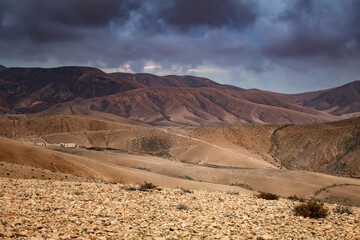 Pustynny krajobraz Fuerteventury - obrazy, fototapety, plakaty