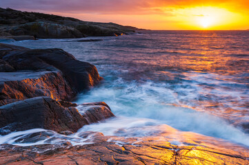 Coastal scenery at sunset, Sweden