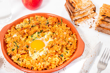 Meal of Alheira sausage and egg