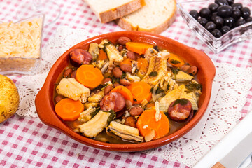 blackmouth catshark meal with potatos and beans.