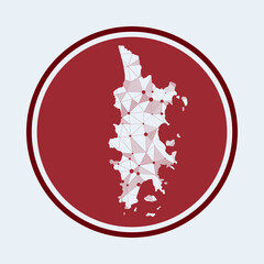 Phuket icon. Trendy tech logo of the island. Geometric mesh round design. Technology, internet, network, telecommunication concept. Vector illustration.