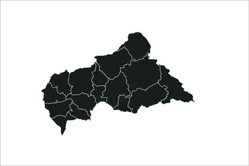 Central African Republic Map black Color on White Backgound	