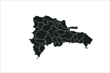 Dominican Republic Map black Color on White Backgound
