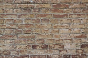 
the wall of an old brick house