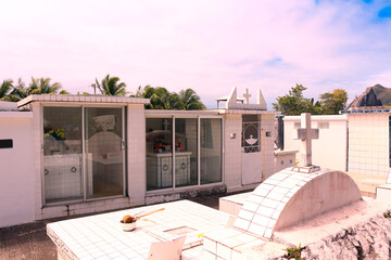 Grave houses at a Caribbean cemetery (Le Diamant, Martinique, France)