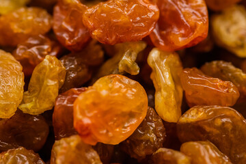 Juicy raisins close-up close-up, from different sides