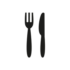 Fork and knife icon on white background.
