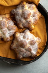 Traditional Mexican Bread of the Dead Pan de Muerto.