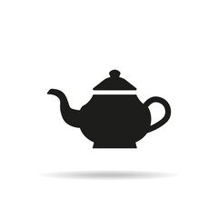 Tea pot icon on white background.
