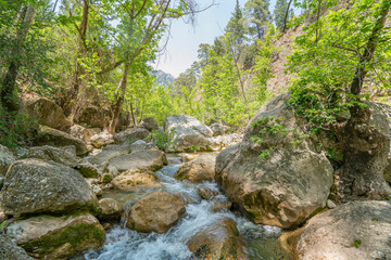 Naklejka na ściany i meble the Etler waterfall and pools, hidden beauties and unexplored paradise of Antalya, Turkey