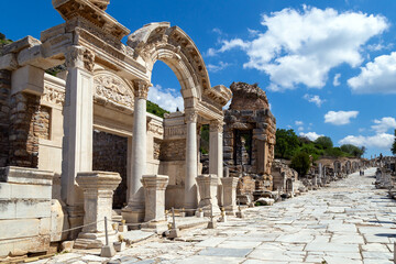 Celsus Library in Ephesus, Izmir, Turkey. Library of Celsus in the ancient city of Ephesus. 